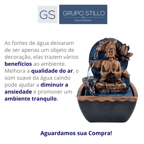 Fonte 3 Quedas Buda Flor Quadrada Azul