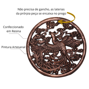 Enfeite de Parede Mandala Fênix Chinesa – Bronze