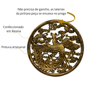 Enfeite de Parede Mandala Fênix Dourado