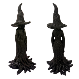 Estatueta Bruxa Chapéu Vestido Raiz