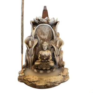 Incensário Cascata e Vareta Lírio Buda Meditando Betume