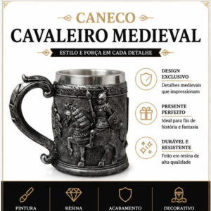 Caneca de Chopp Cerveja Guerreiro Cavalo 300 ML Prata