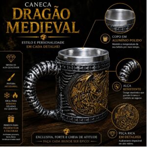 Caneca Dragão – 300 ML – Prata