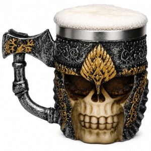 Caneca Caveira Medieval Machado – 300 ML – Colorido