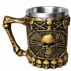 Caneca Caveira Alça De Osso – 300 ML – Ouro